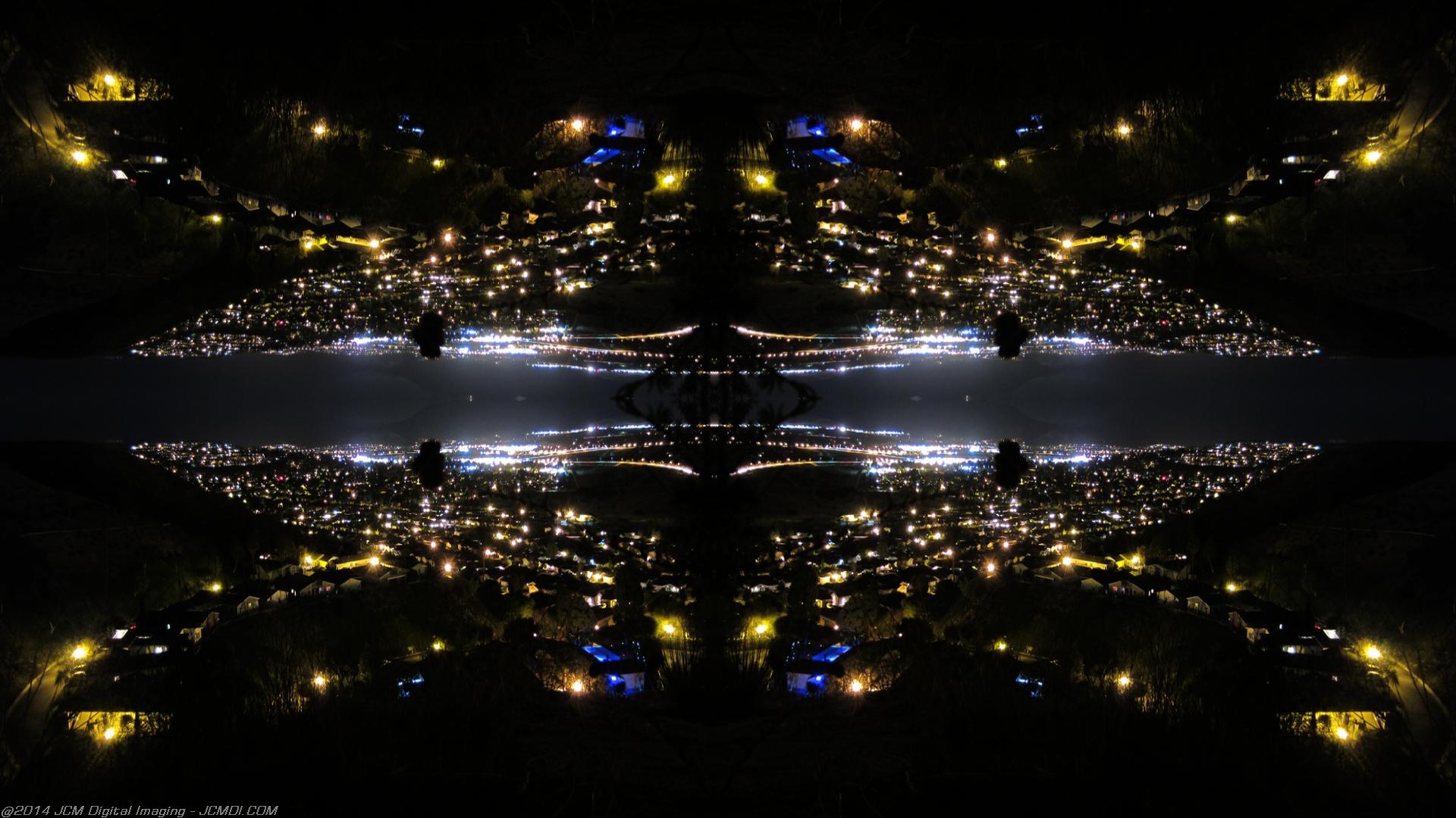 Abstract quadroscopic artwork made from long exposure night images